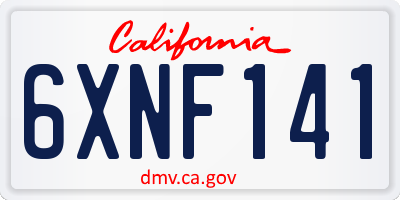 CA license plate 6XNF141