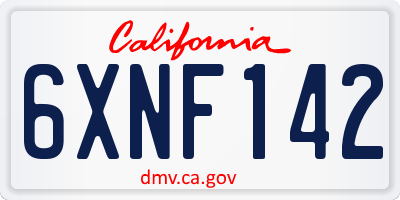 CA license plate 6XNF142