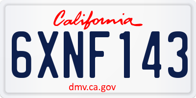 CA license plate 6XNF143
