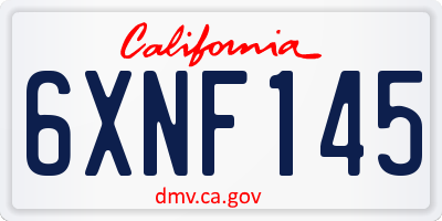 CA license plate 6XNF145