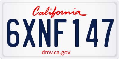 CA license plate 6XNF147
