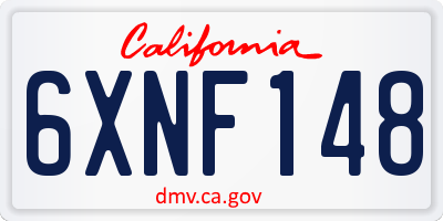 CA license plate 6XNF148