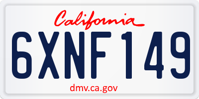 CA license plate 6XNF149
