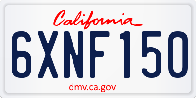 CA license plate 6XNF150