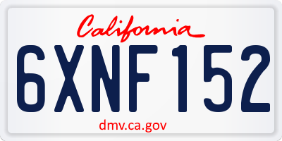CA license plate 6XNF152