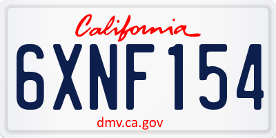 CA license plate 6XNF154
