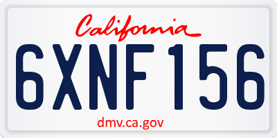 CA license plate 6XNF156