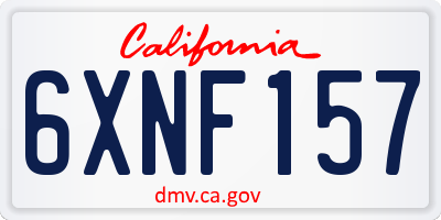 CA license plate 6XNF157