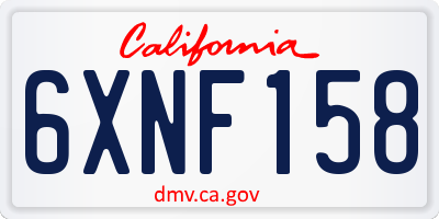 CA license plate 6XNF158