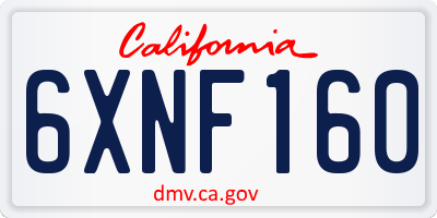 CA license plate 6XNF160