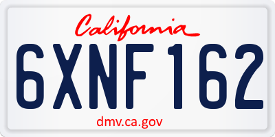 CA license plate 6XNF162