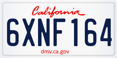 CA license plate 6XNF164