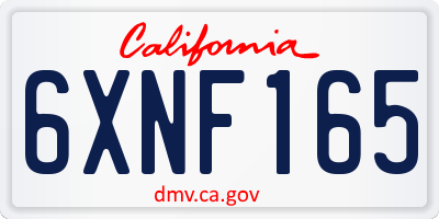CA license plate 6XNF165