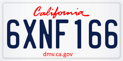 CA license plate 6XNF166