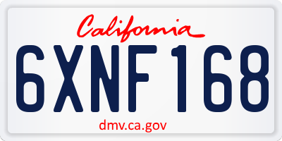 CA license plate 6XNF168