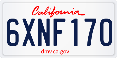 CA license plate 6XNF170