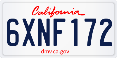 CA license plate 6XNF172