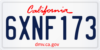 CA license plate 6XNF173