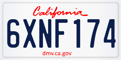 CA license plate 6XNF174