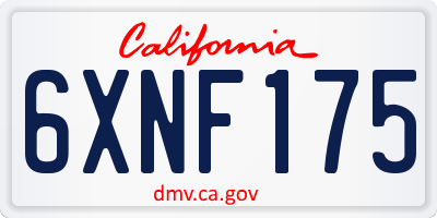 CA license plate 6XNF175