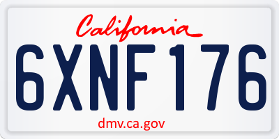 CA license plate 6XNF176