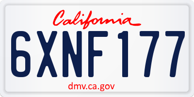 CA license plate 6XNF177