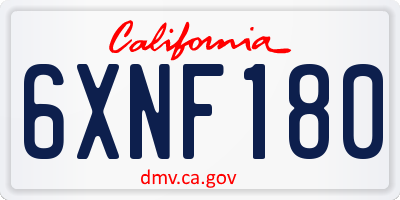 CA license plate 6XNF180