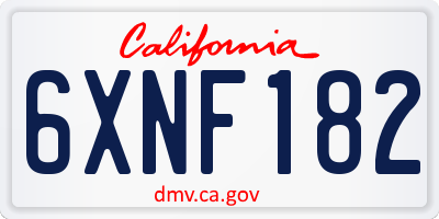 CA license plate 6XNF182