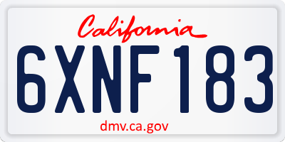CA license plate 6XNF183
