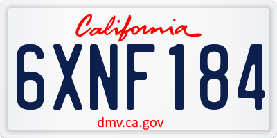 CA license plate 6XNF184