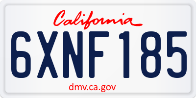CA license plate 6XNF185