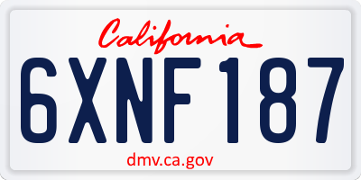 CA license plate 6XNF187