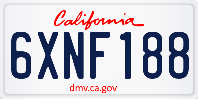 CA license plate 6XNF188