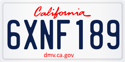 CA license plate 6XNF189