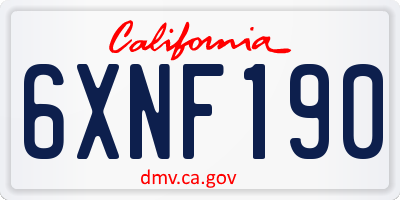 CA license plate 6XNF190