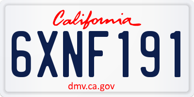 CA license plate 6XNF191
