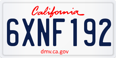 CA license plate 6XNF192