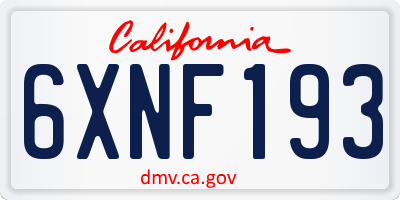 CA license plate 6XNF193