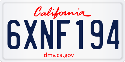 CA license plate 6XNF194