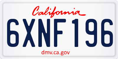 CA license plate 6XNF196