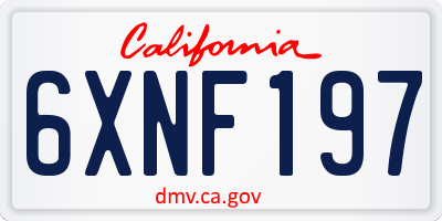 CA license plate 6XNF197