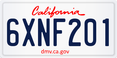 CA license plate 6XNF201