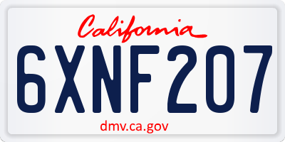 CA license plate 6XNF207