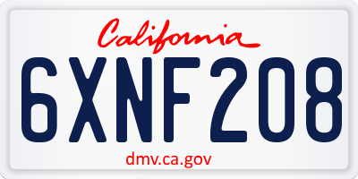 CA license plate 6XNF208