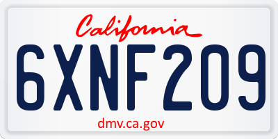CA license plate 6XNF209