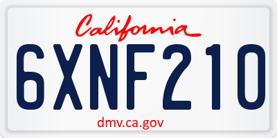 CA license plate 6XNF210