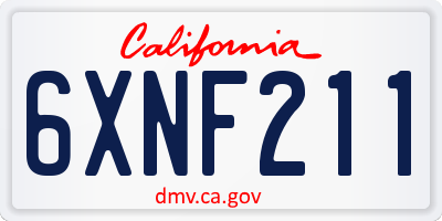 CA license plate 6XNF211
