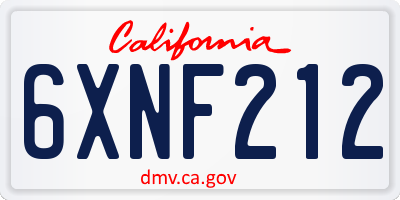 CA license plate 6XNF212