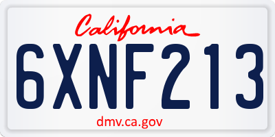 CA license plate 6XNF213