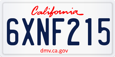 CA license plate 6XNF215